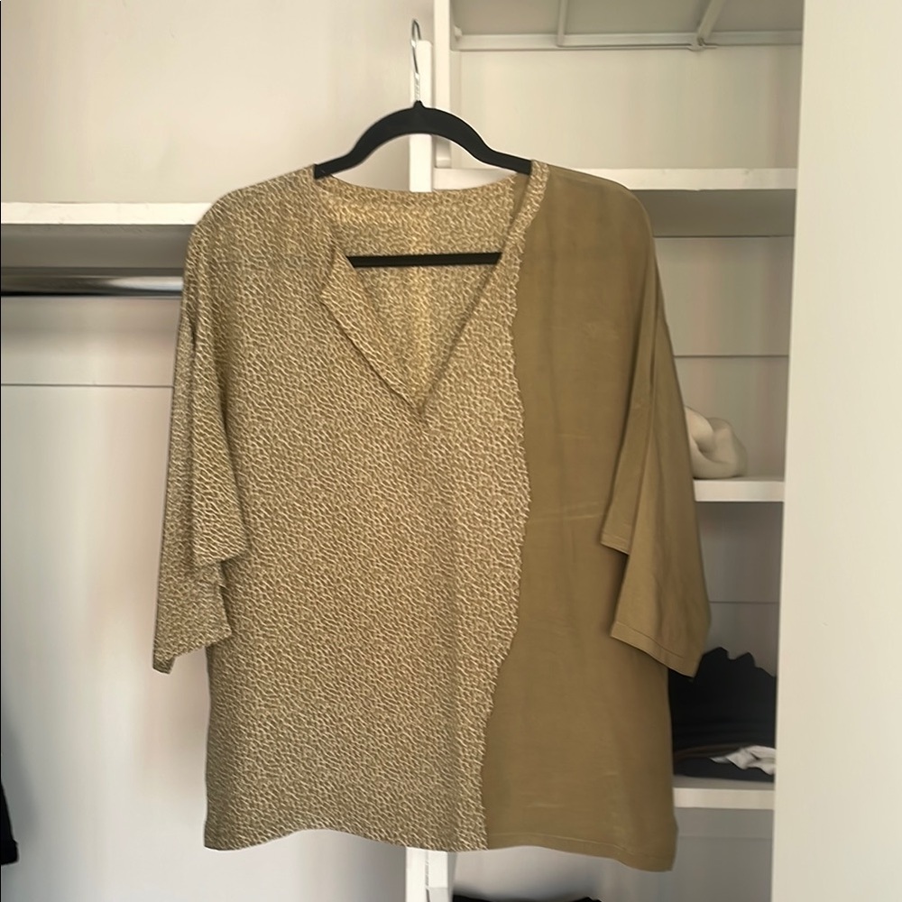 Chic Beige and Tan Women's Blouse